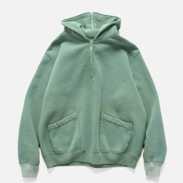 A.pressse Sailor Hood Half Zip Sweatshirt Green front view