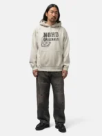 A.pressse Savage Sweat Hoodie LS Oatmeal wearing side view