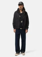 Model Wearing A.pressse Ultimate Jumbo SB Hoodie F.Z. Black