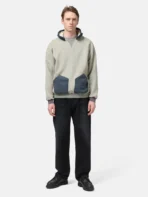 A.pressse Vintage Attached Hood Sweat Parka Oatmeal wearing side view