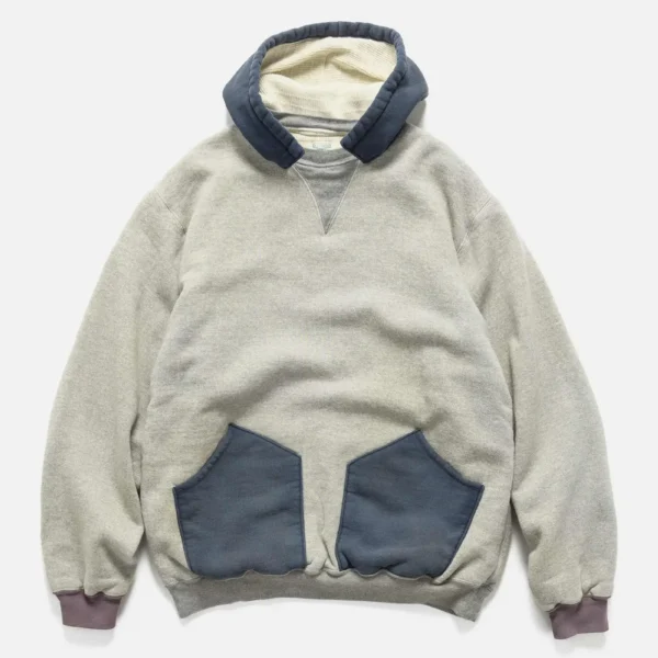 A.pressse Vintage Attached Hood Sweat Parka Oatmeal front view