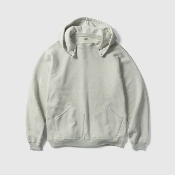 A.pressse Vintage Attached Snap Hood Sweat Parka Oatmeal front view