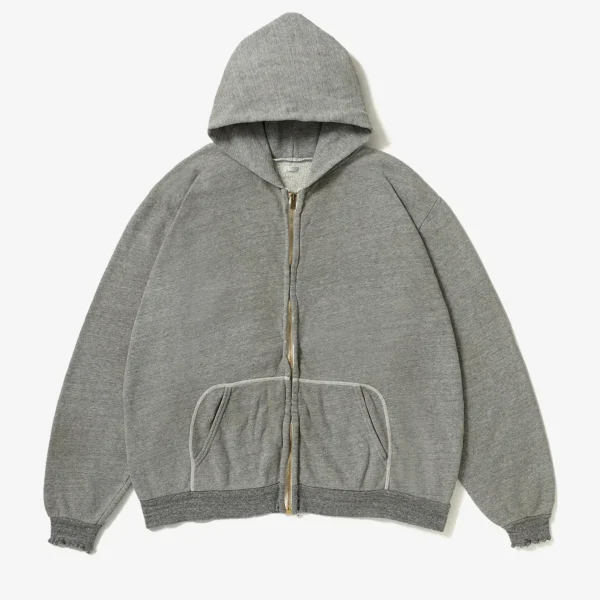 A.pressse Vintage Light Weight Sweat Hoodie Gray front view