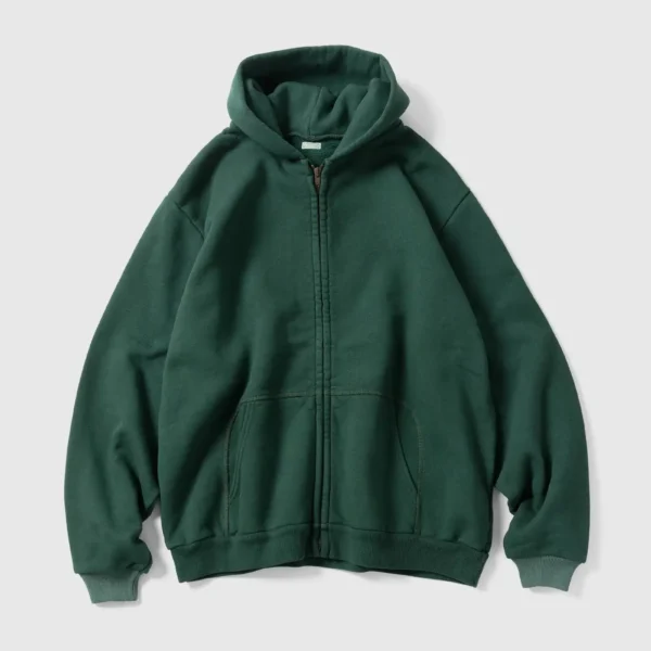 A.pressse Vintage Zip Sweat Hoodie Green front view