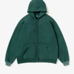 A.pressse Vintage Zip Sweat Hoodie Green front view