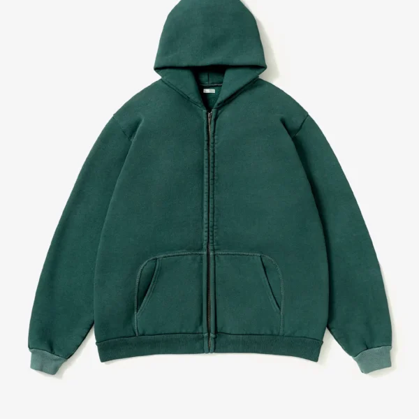A.pressse Vintage Zip Sweat Hoodie Green front view