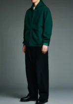 A.pressse Vintage Zip Sweat Hoodie Green wearing view