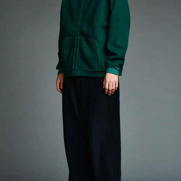 A.pressse Vintage Zip Sweat Hoodie Green wearing view
