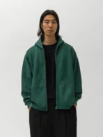 Model wearing A.pressse Vintage Zip Sweat Hoodie Green side view