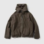A.pressse Wool Flannel Hoodie in Brown Front View