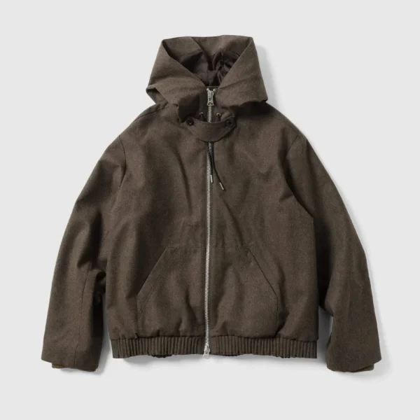 A.pressse Wool Flannel Hoodie in Brown Front View