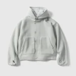A.pressse Wool Fleece Hoodie Natural Gray front view