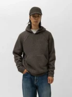 A.pressse Highland Hoodie Merino Wool Cashmere Earth wearing side view