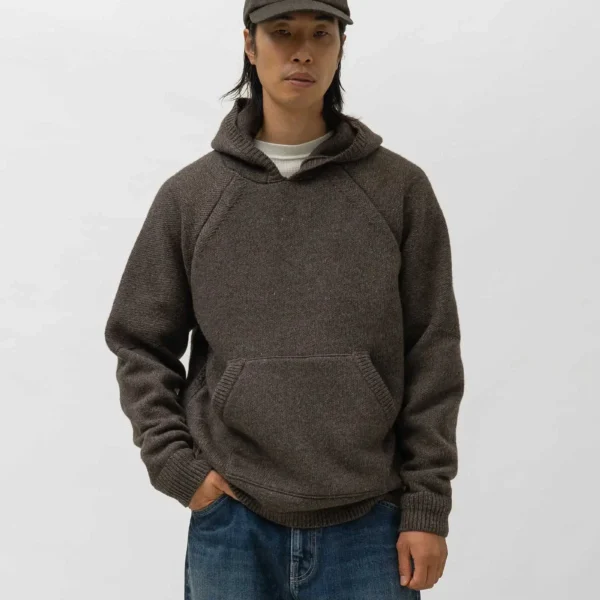 A.pressse Highland Hoodie Merino Wool Cashmere Earth wearing side view